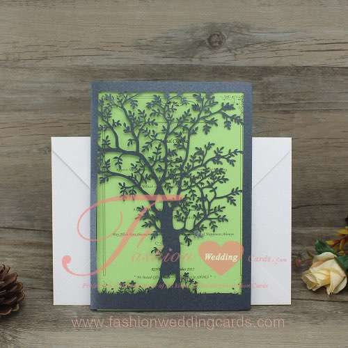 2017 Fancy Tree Laser Cut Wedding Invitations Design 